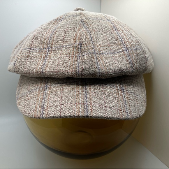 NWOT Cream/Plaid Retro Newsboy Hat - Picture 7 of 7